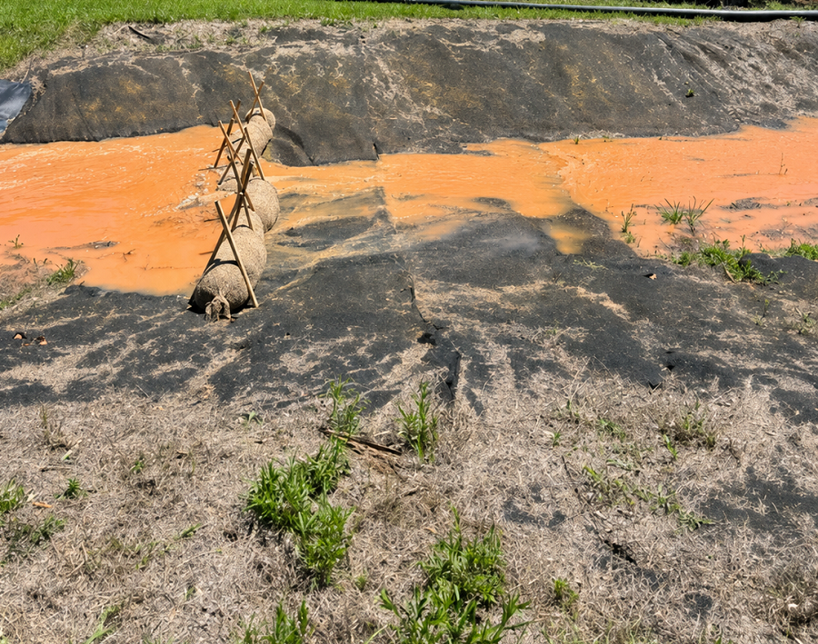 Ninety7 wattles installed as a check dam in a channel