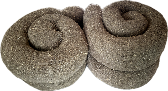 Coiled Ninety7 Model A1 straw-filled wattles enclosed in jute netting
